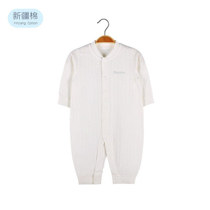 MyKids-USA® Baby Solid Color Pit Strip Fabric Single Breasted Design Cotton Jumpsuit Pajamas