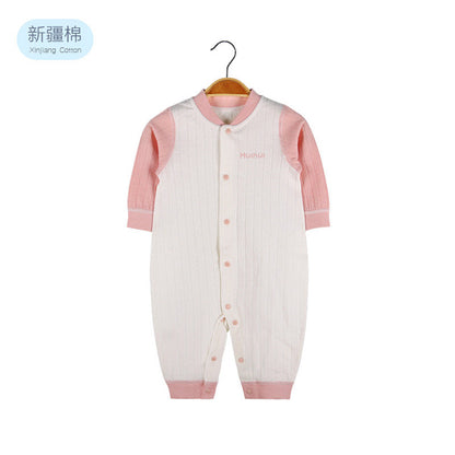 MyKids-USA® Baby Solid Color Pit Strip Fabric Single Breasted Design Cotton Jumpsuit Pajamas