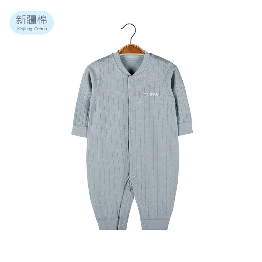 MyKids-USA® Baby Solid Color Pit Strip Fabric Single Breasted Design Cotton Jumpsuit Pajamas