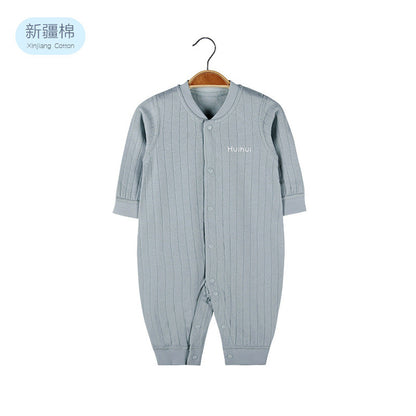 MyKids-USA® Baby Solid Color Pit Strip Fabric Single Breasted Design Cotton Jumpsuit Pajamas