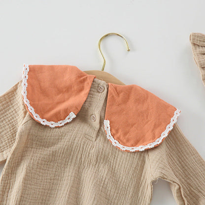 MyKids-USA® Baby Girl Floral Embroidery Pattern Long Sleeves Autumn Princess Bodysuit With Hat