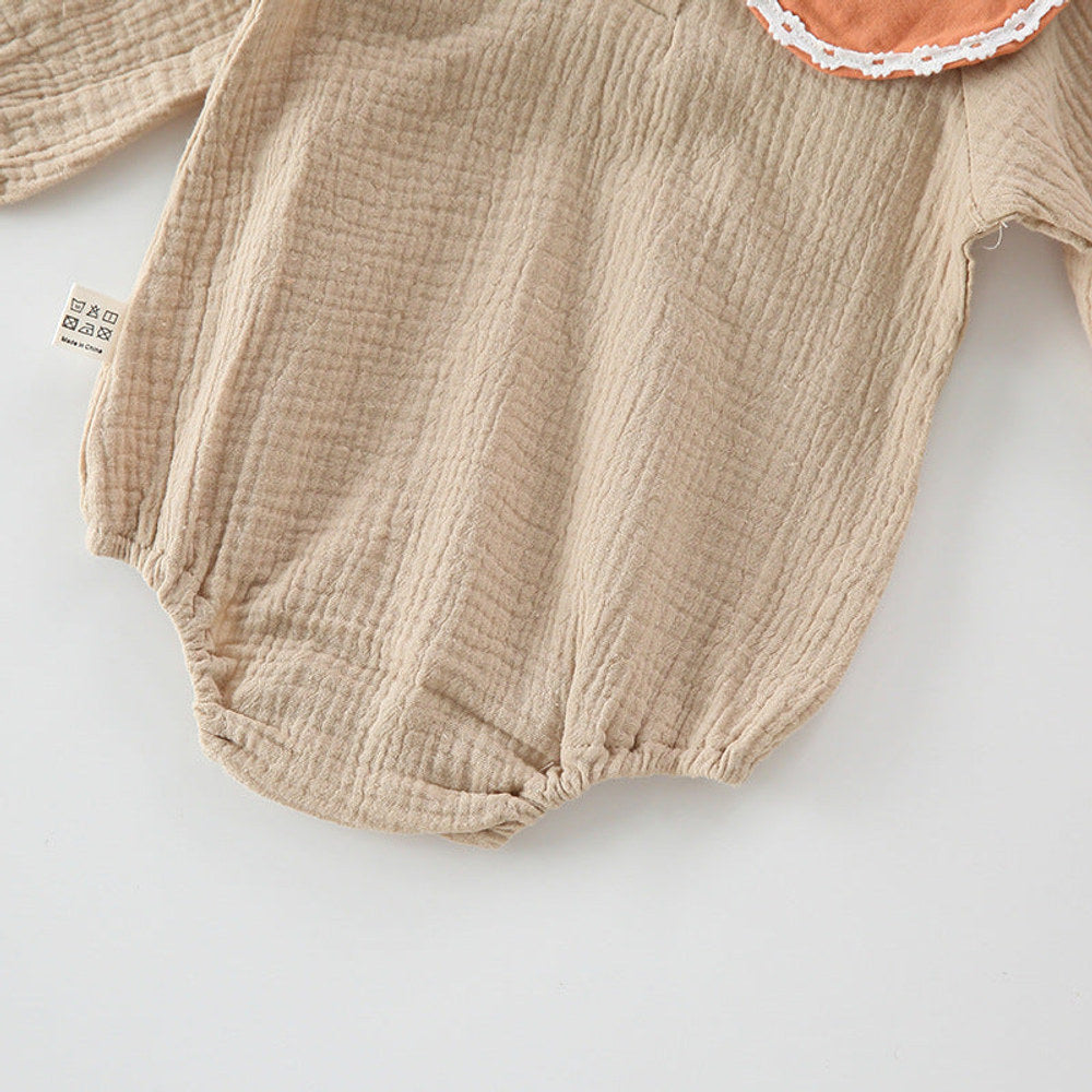 MyKids-USA® Baby Girl Floral Embroidery Pattern Long Sleeves Autumn Princess Bodysuit With Hat