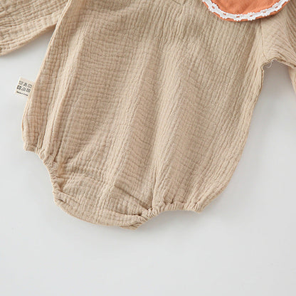 MyKids-USA® Baby Girl Floral Embroidery Pattern Long Sleeves Autumn Princess Bodysuit With Hat