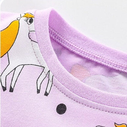 MyKids-USA® Baby Girl Unicorn Pattern Long Sleeves Style Dress In Wearing Outfits