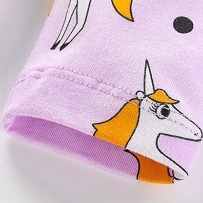 MyKids-USA® Baby Girl Unicorn Pattern Long Sleeves Style Dress In Wearing Outfits