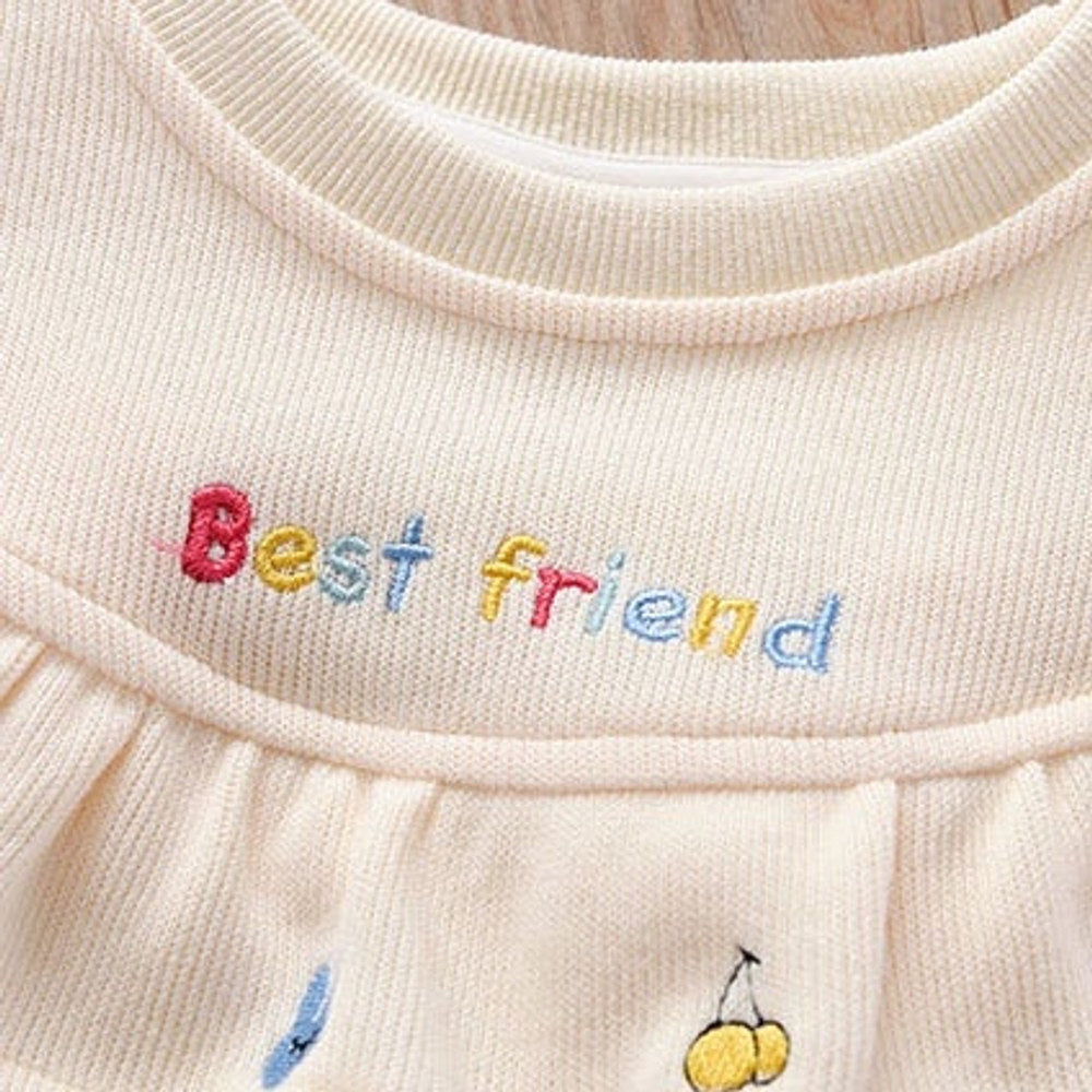 MyKids-USA® Baby Girl Fruit Embroidered Graphic Ruffle Design Corduroy Fabric Pullover Cute Hoodies