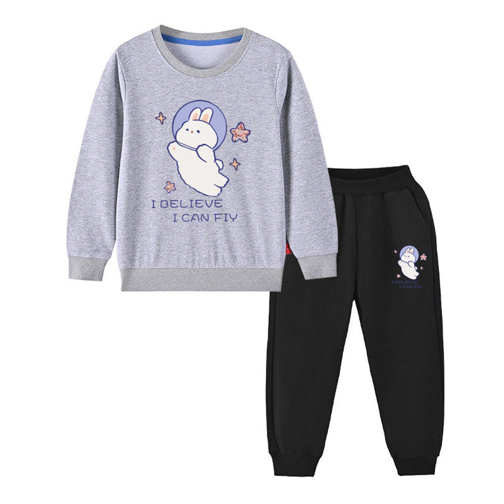 MyKids-USA® Baby Girl Cute Bunny Graphic Hoodie Combo Loose Trousers Soft Cotton Sets