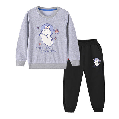 MyKids-USA® Baby Girl Cute Bunny Graphic Hoodie Combo Loose Trousers Soft Cotton Sets