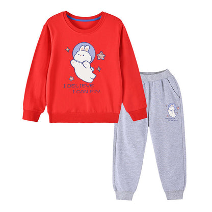 MyKids-USA® Baby Girl Cute Bunny Graphic Hoodie Combo Loose Trousers Soft Cotton Sets