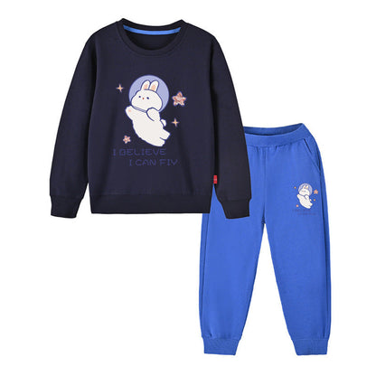 MyKids-USA® Baby Girl Cute Bunny Graphic Hoodie Combo Loose Trousers Soft Cotton Sets