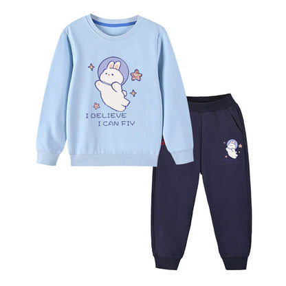 MyKids-USA® Baby Girl Cute Bunny Graphic Hoodie Combo Loose Trousers Soft Cotton Sets