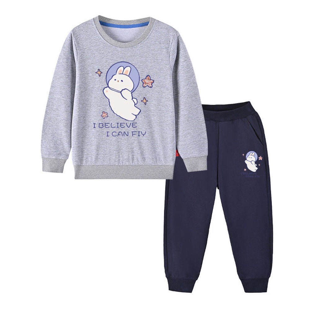 MyKids-USA® Baby Girl Cute Bunny Graphic Hoodie Combo Loose Trousers Soft Cotton Sets