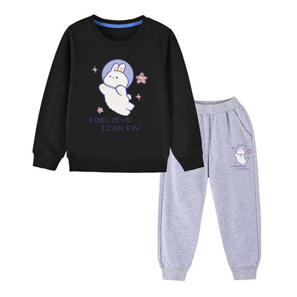 MyKids-USA® Baby Girl Cute Bunny Graphic Hoodie Combo Loose Trousers Soft Cotton Sets