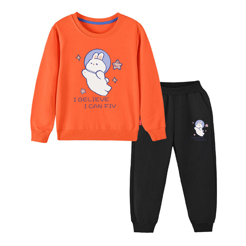 MyKids-USA® Baby Girl Cute Bunny Graphic Hoodie Combo Loose Trousers Soft Cotton Sets