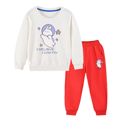 MyKids-USA® Baby Girl Cute Bunny Graphic Hoodie Combo Loose Trousers Soft Cotton Sets