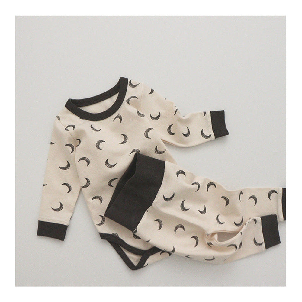 MyKids-USA® Baby Star & Moon Graphic Cotton Bodysuit Combo Pants Thermal Underwear Sets