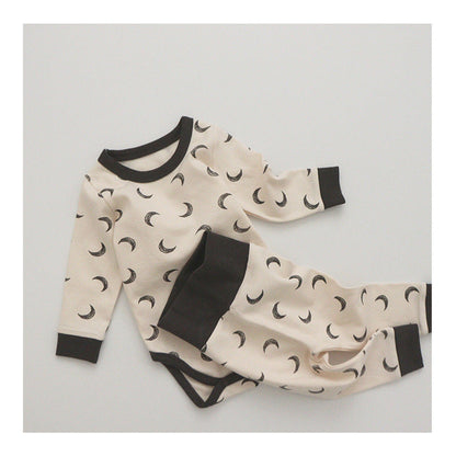 MyKids-USA® Baby Star & Moon Graphic Cotton Bodysuit Combo Pants Thermal Underwear Sets