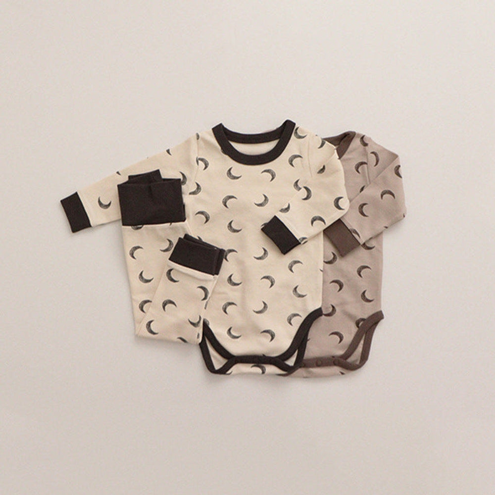 MyKids-USA® Baby Star & Moon Graphic Cotton Bodysuit Combo Pants Thermal Underwear Sets