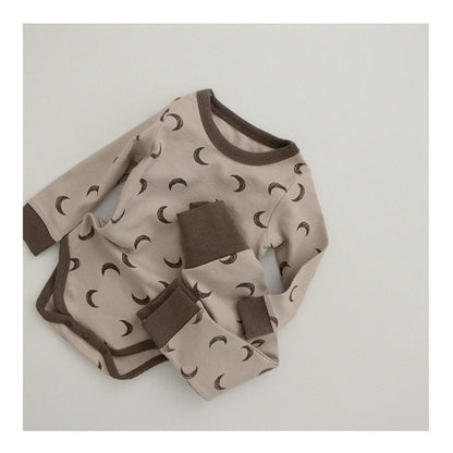 MyKids-USA® Baby Star & Moon Graphic Cotton Bodysuit Combo Pants Thermal Underwear Sets