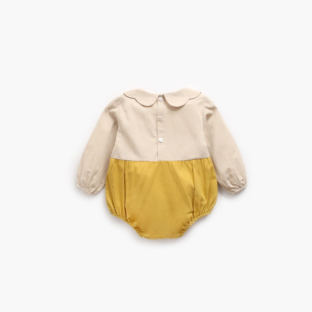 MyKids-USA® Baby Girl False One Pieces Design Petal Collar Design Bow Patched Bodysuit bodysuit