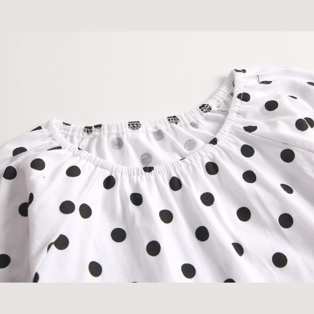 MyKids-USA® Baby Girl Polka Dot Graphic Long Sleeved Cute Bodysuit & Hats