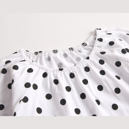 MyKids-USA® Baby Girl Polka Dot Graphic Long Sleeved Cute Bodysuit & Hats
