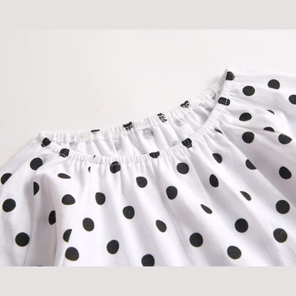 MyKids-USA® Baby Girl Polka Dot Graphic Long Sleeved Cute Bodysuit & Hats
