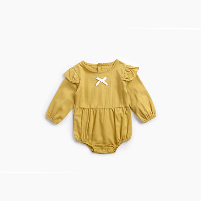 MyKids-USA® Baby Girl Solid Color Bow Patched Design Little Butterfly Sleeves Bodysuit