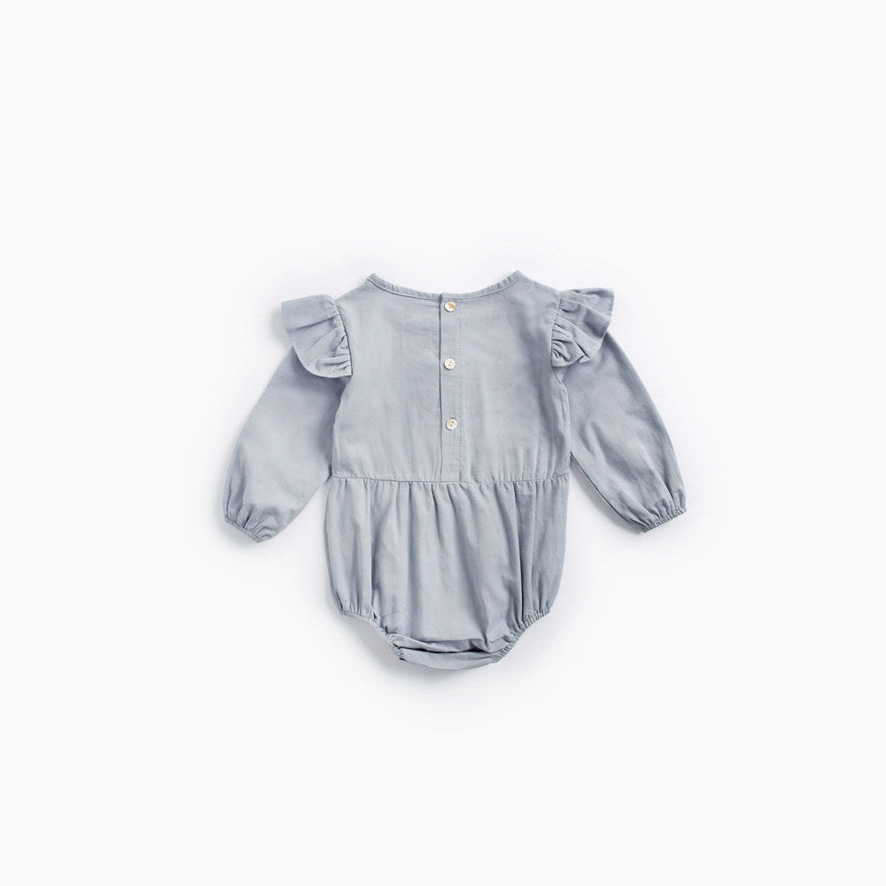 MyKids-USA® Baby Girl Solid Color Bow Patched Design Little Butterfly Sleeves Bodysuit
