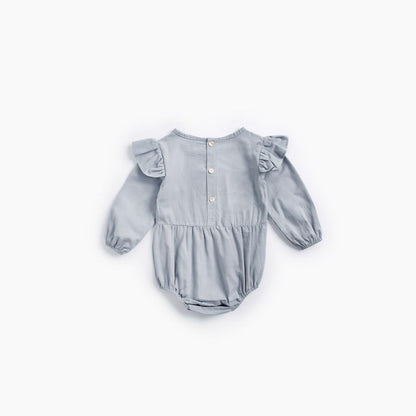 MyKids-USA® Baby Girl Solid Color Bow Patched Design Little Butterfly Sleeves Bodysuit