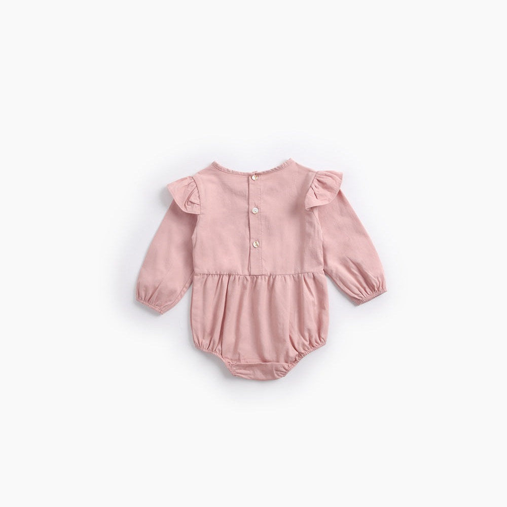 MyKids-USA® Baby Girl Solid Color Bow Patched Design Little Butterfly Sleeves Bodysuit