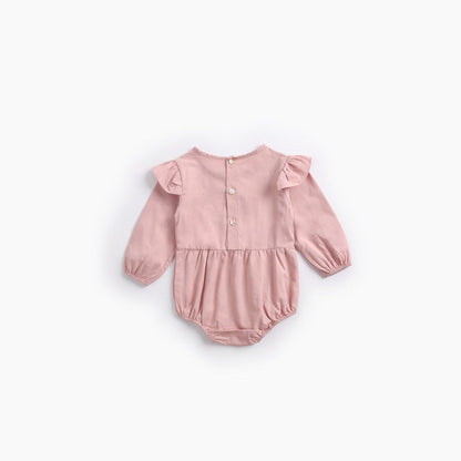 MyKids-USA® Baby Girl Solid Color Bow Patched Design Little Butterfly Sleeves Bodysuit