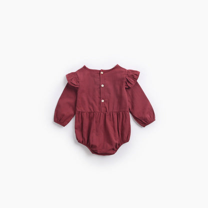 MyKids-USA® Baby Girl Solid Color Bow Patched Design Little Butterfly Sleeves Bodysuit
