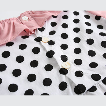MyKids-USA® Baby Girl Polka Dot Pattern Ruffle Collar Design Long Sleeves Bodysuit bodysuit