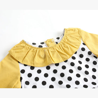 MyKids-USA® Baby Girl Polka Dot Pattern Ruffle Collar Design Long Sleeves Bodysuit bodysuit