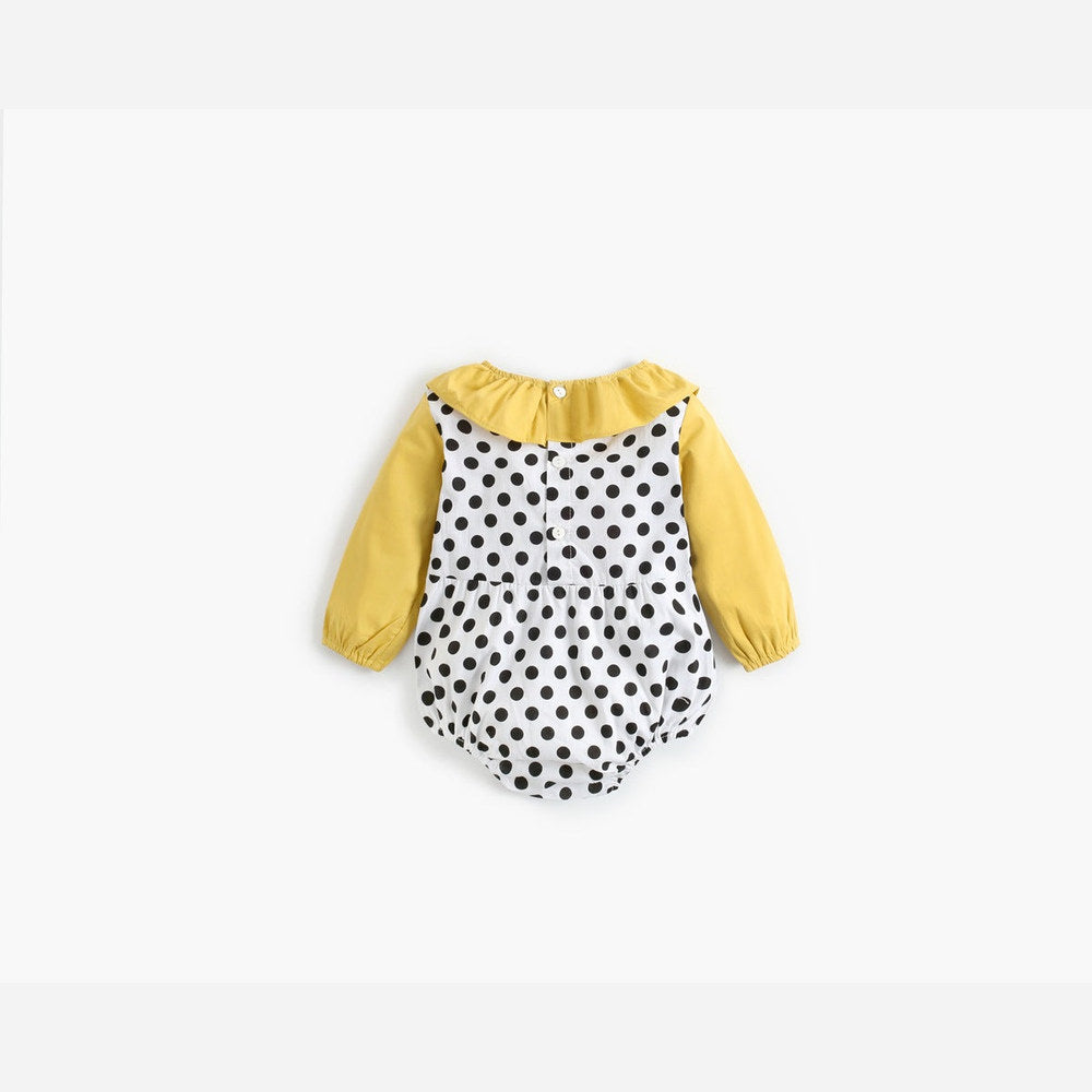 MyKids-USA® Baby Girl Polka Dot Pattern Ruffle Collar Design Long Sleeves Bodysuit bodysuit
