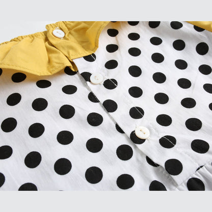 MyKids-USA® Baby Girl Polka Dot Pattern Ruffle Collar Design Long Sleeves Bodysuit bodysuit