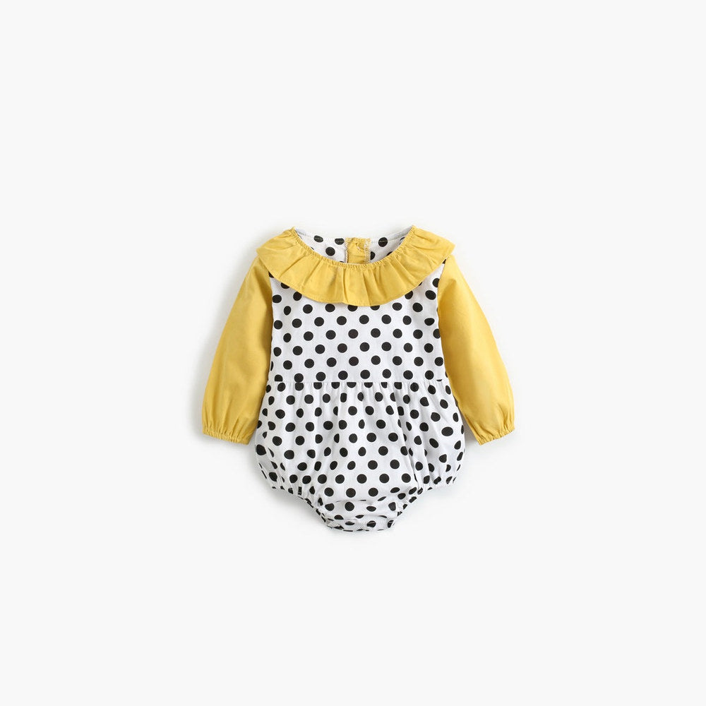 MyKids-USA® Baby Girl Polka Dot Pattern Ruffle Collar Design Long Sleeves Bodysuit bodysuit