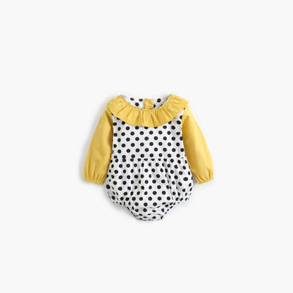 MyKids-USA® Baby Girl Polka Dot Pattern Ruffle Collar Design Long Sleeves Bodysuit bodysuit