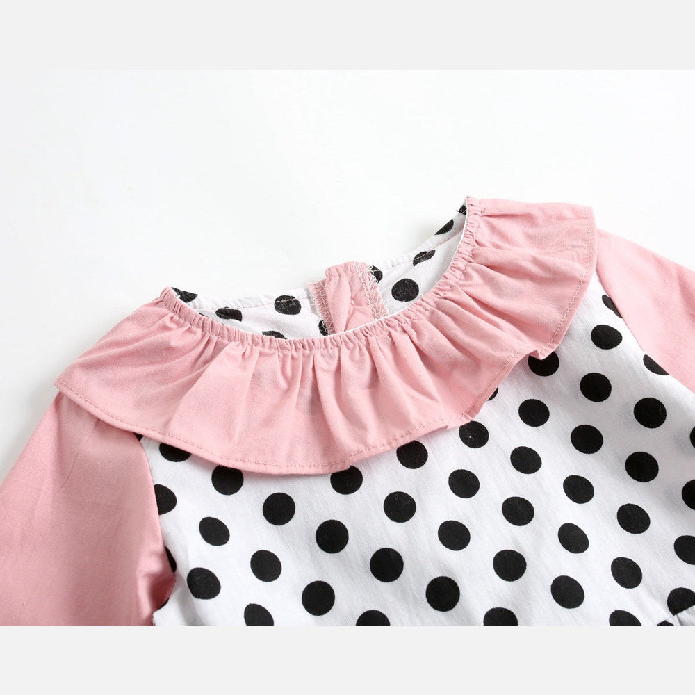 MyKids-USA® Baby Girl Polka Dot Pattern Ruffle Collar Design Long Sleeves Bodysuit bodysuit