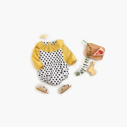 MyKids-USA® Baby Girl Polka Dot Pattern Ruffle Collar Design Long Sleeves Bodysuit bodysuit