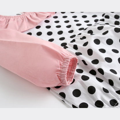 MyKids-USA® Baby Girl Polka Dot Pattern Ruffle Collar Design Long Sleeves Bodysuit bodysuit