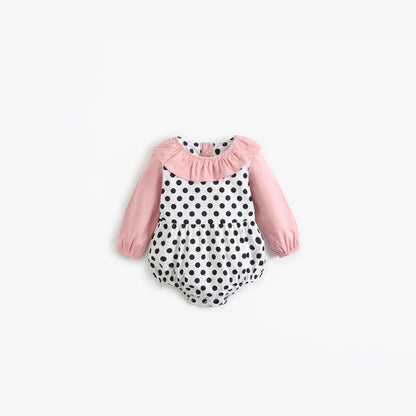 MyKids-USA® Baby Girl Polka Dot Pattern Ruffle Collar Design Long Sleeves Bodysuit bodysuit
