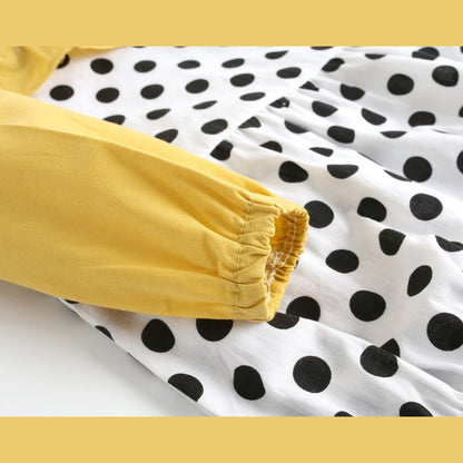 MyKids-USA® Baby Girl Polka Dot Pattern Ruffle Collar Design Long Sleeves Bodysuit bodysuit