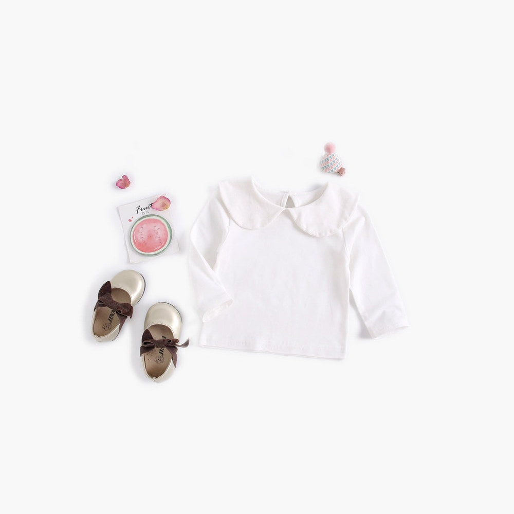MyKids-USA® Baby Girl Doll Neck Solid Shirt & Red Plaid Graphic Bow Patched Bodysuit One Pieces Sets