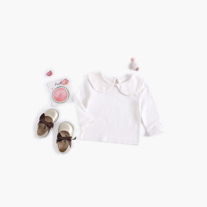 MyKids-USA® Baby Girl Doll Neck Solid Shirt & Red Plaid Graphic Bow Patched Bodysuit One Pieces Sets