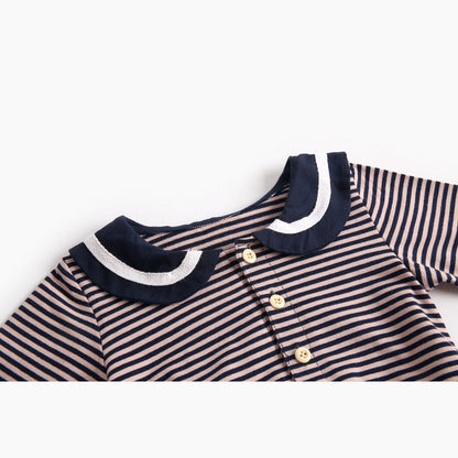 MyKids-USA® Baby Girl Striped Pattern Sailor Collar Design Fashion Long Sleeves Bodysuit bodysuit