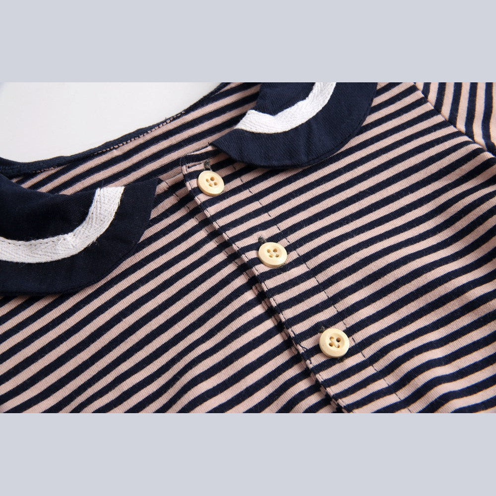 MyKids-USA® Baby Girl Striped Pattern Sailor Collar Design Fashion Long Sleeves Bodysuit bodysuit