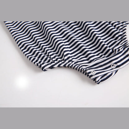 MyKids-USA® Baby Girl Striped Pattern Sailor Collar Design Fashion Long Sleeves Bodysuit bodysuit