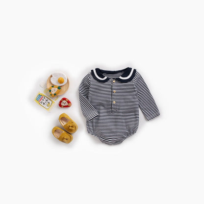 MyKids-USA® Baby Girl Striped Pattern Sailor Collar Design Fashion Long Sleeves Bodysuit bodysuit